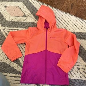 Girls orange/pink Columbia rain jacket